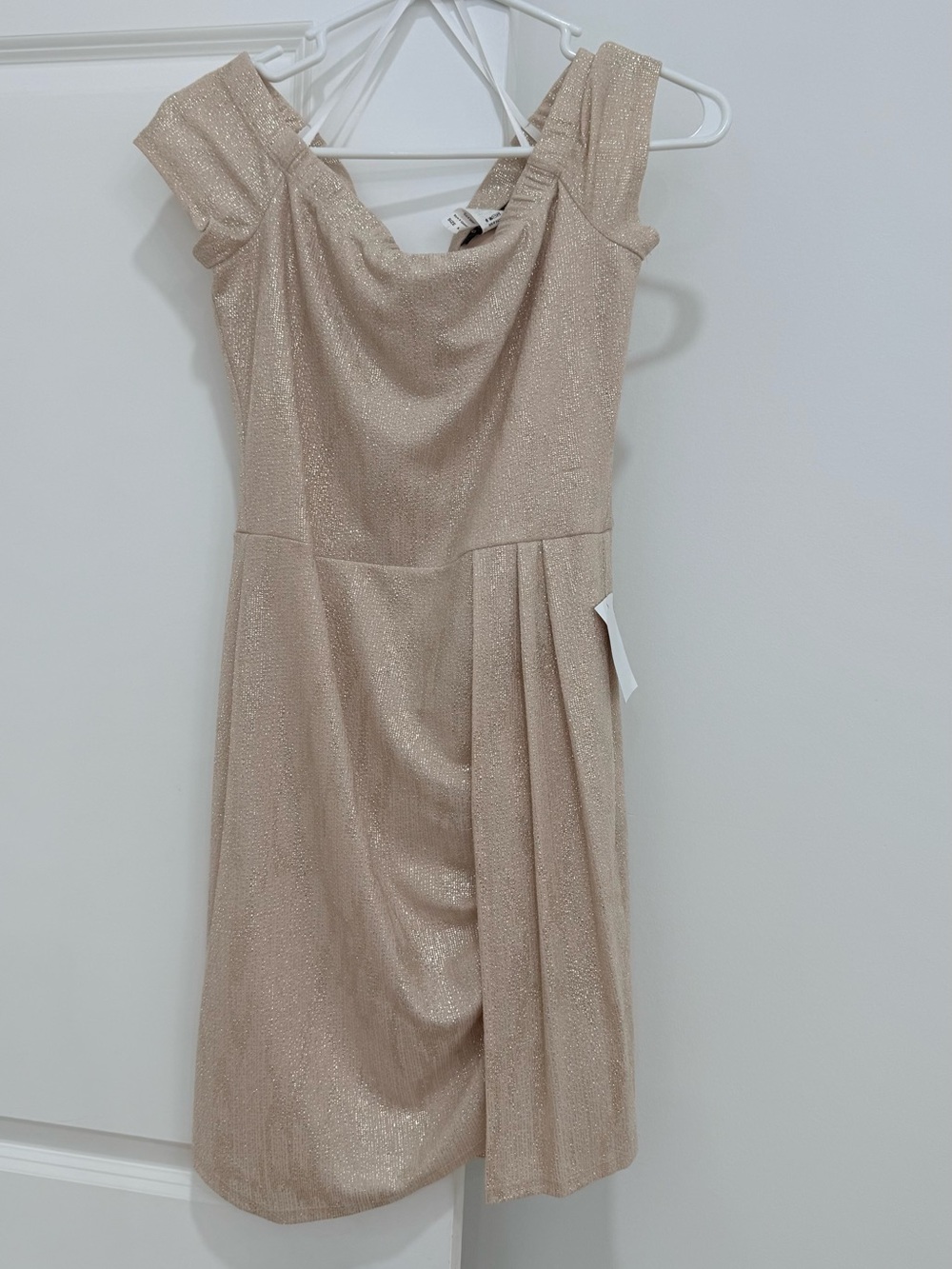 B Darlin Shimmery Champagne Midi Dress